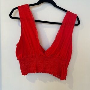 Bright Red V-neck crop top - XL